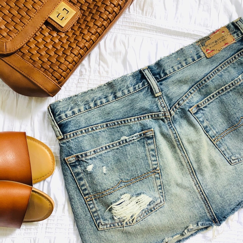Ralph Lauren distressed vintage jean mini skirt